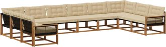 vidaXL Conjunto De Sof&aacute;s De Exterior 10 Uds. Natural Y Beige Vidaxl