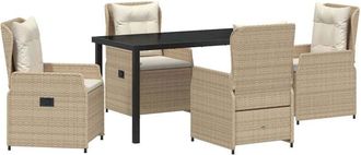 vidaXL Conjunto De Comedor De Jard&iacute;n 5 Pcs Beige Rat&aacute;n Sint&eacute;tico Vidaxl