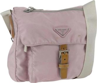 Prada Pre-owned Cross Body Bags, female, Pink, Size: ONE SIZE Pre-owned Nylon Cross Body Bag