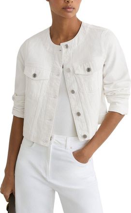 Reiss Medora Collarless Cropped Denim Jacket