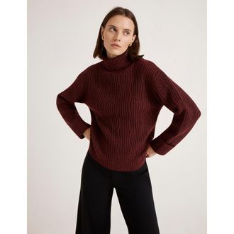Finery Albie Roll Neck Knitted Jumper in Burgundy at Nordstrom, Size 12