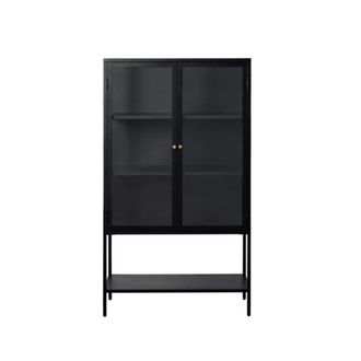 DRAWER Aparador alto de 2 puertas de vidrio templado y metal H160cm - Negro