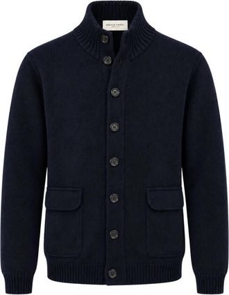 Daniele Fiesoli Giacca Cardigan con Bottoni - Heren - Vesten - Blauw - M - Wol - Truien & Vesten