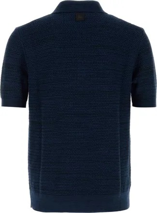 Etro Mens Navy Blue Cotton Polo Shirt B0324 Exterior: Maglie Sweater