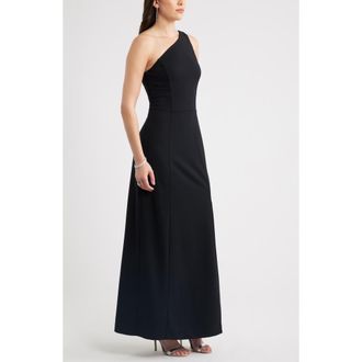 Chelsea28 One-Shoulder Maxi Cocktail Dress in Black at Nordstrom, Size Xx-Small