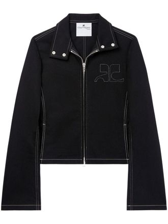 Courr&egrave;ges Giacca biker denim - Nero