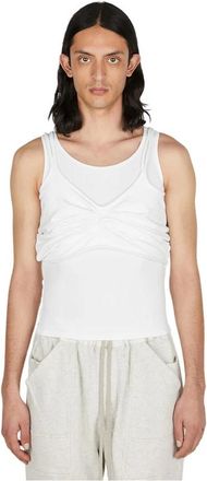 Mainline:RUS/Fr.CA/DE Gedrapeerd Tanktop - Heren - Tops zonder mouwen - Wit - XS - Katoen - Tops