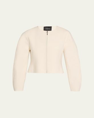 Akris Harriet Wool Crepe Crop Jacket