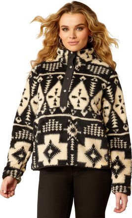 Ariat Womens Berber Snap Front Sweatshirt Long Sleeve in Winslow Southwest Print, Size X-Small, by Ariat