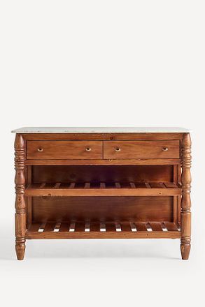 Anthropologie Spindle 50 Marble-Top Kitchen Island