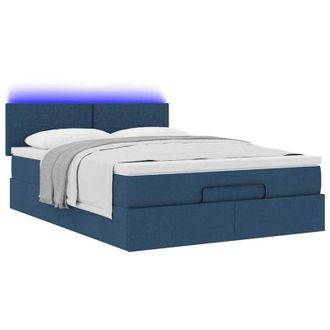 vidaXL Cama Otomana Con Colch&oacute;n Led Azul 140x190 Cm Tela Vidaxl