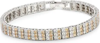 Savvy Cie Jewels RHODIUM PLATED OVER BRASS TRIPLE ROW WHITE AND CHAMPAGNE CZ TENNIS BRACELET