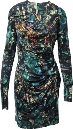 Peter Pilotto Geometric Print Ruched Dress in Multicolor Silk