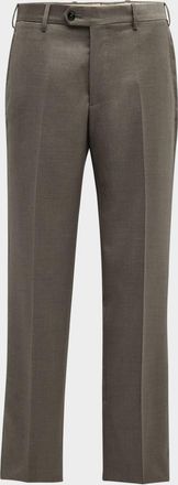 Giorgio Armani Men & apos;s Flat-Front Wool Trousers