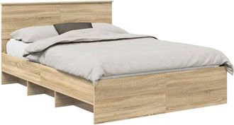 vidaXL Estructura De Cama Con Cabecera Roble Sonoma 140 X 200 Cm Vidaxl