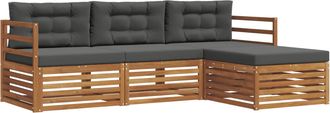 vidaXL Conjunto De Sof&aacute;s De Exterior 4 Uds. Natural Y Antracita Vidaxl