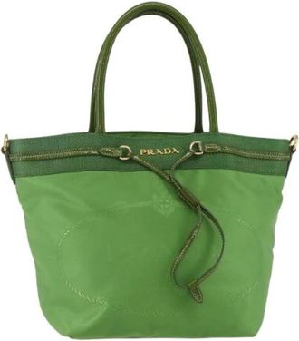 Prada Pre-owned Handbags, female, Green, Size: ONE SIZE Pre-owned Nylon Handbag