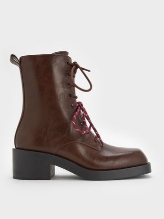Charles & Keith Logan Double-Lace Mid-Calf Combat Boots