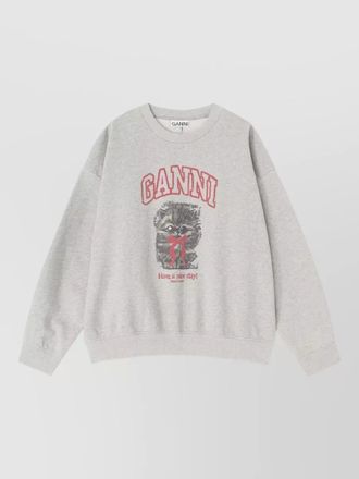 Ganni organic cotton graphic crewneck sweatshirt