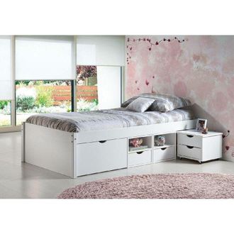Dmora Dmora - Letto matrimoniale Dsvensso, Sommier per camera da letto, Giroletto per stanza, Struttura porta materasso, 96x209 h48 cm, Bianco