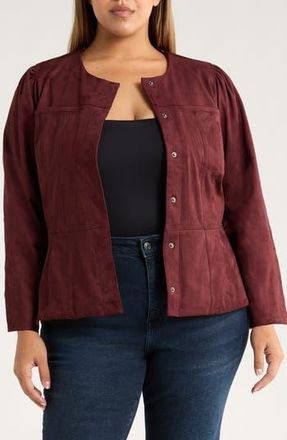 Wit & Wisdom Peplum Jacket in Oxblood at Nordstrom Rack, Size 3X