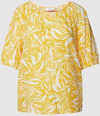 Comma Blusenshirt aus Viskose mit Allover-Muster in GELB, Größe 38