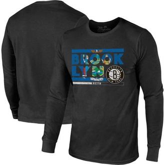 Majestic Threads Mens Majestic Threads Black Brooklyn Nets City and State Tri-Blend Long Sleeve T-Shirt at Nordstrom, Size Small