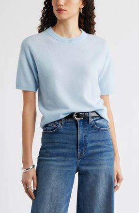 Nordstrom Short Sleeve Cashmere Sweater in Blue Subdued at Nordstrom, Size X-Large