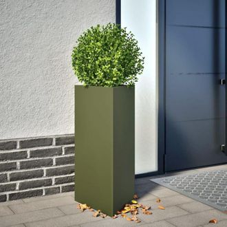 vidaXL Vidaxl - Garden Planters 2 pcs Olive Green Triangular 40x34.5x70 cm Steel