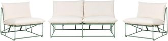 Beliani Conjunto De Jard&iacute;n Sof&aacute; 2 Sillas Bajos De Metal Con Cojines De Asiento Y Respaldo Muebles De Exterior Interior Jard&iacute;n Verde Ponte