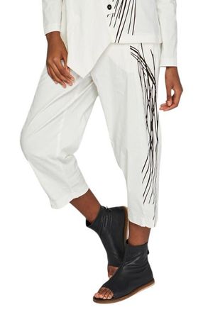 Luukaa D'Celli Eli Printed Linen Cotton Blended Pants in Ecru at Nordstrom, Size 12