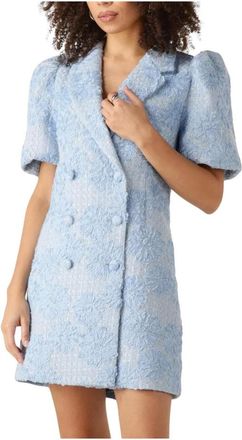 Notre-V Kleedjes, Dames, Blauw, S, Polyester, Lichtblauwe Blazer Jurk