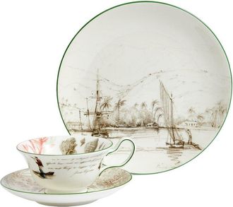 Wedgwood 3pc Darwin Voyage of The Beagle Tahiti Teacup, Saucer, & Plate Set