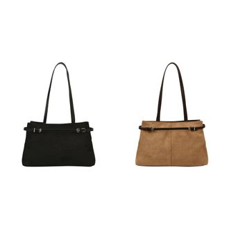 Generic Faux Suede Tote Bag Vintage Hobo Handbag Large Shoulder Bag for Women (Black)