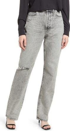 AG - Adriano Goldschmied Ezzra Ripped High Waist Relaxed Straight Leg Jeans in 28 Years Cutawa at Nordstrom Rack, Size 24