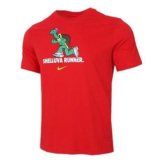 Nike Dri-FIT Tortoise Printing Quick Dry Sports Round Neck Short Sleeve Large Red CZ9830-657