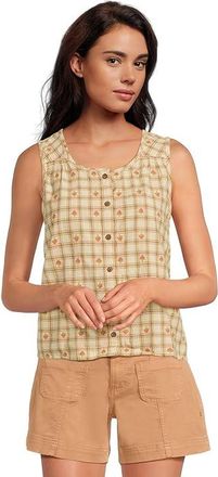 Toad&Co Manzana Button Front Tank Top Womens Clothing Barley Strawberry : MD, Cotton