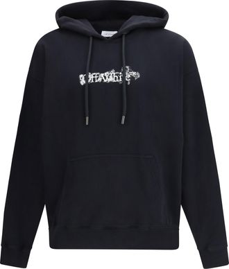 Off-white Mens Hoodie Heraldic Treshold Arrows Black Cotton T-Shirts And Polos