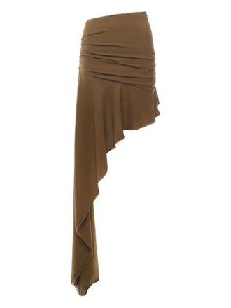Andamane asymmetric draped skirt - women - Silk/Elastane - 38 - Brown