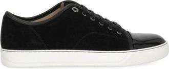 Lanvin Black Suede Glossy Round Toe Low-Top Sneakers