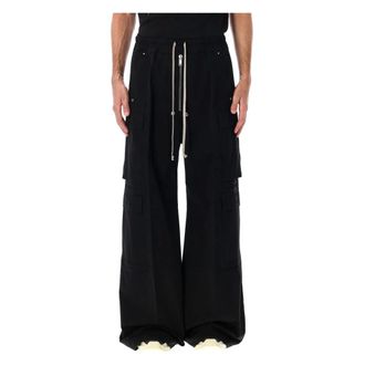 Rick Owens Cargo Jumbo Belas Zwarte Broek - Heren - Wijde Broeken - Zwart - L - Katoen - Broeken
