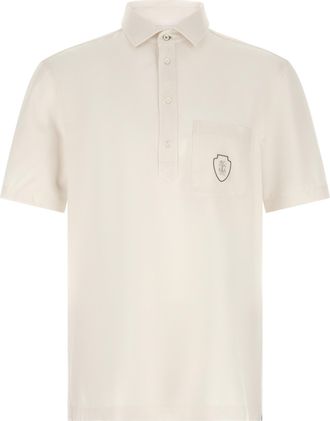 Brunello Cucinelli White Virgin Wool Polo Mens Shirt