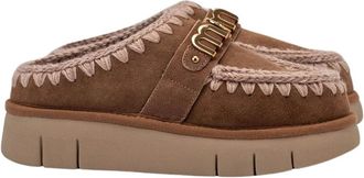 Mou Metalen Logo Roze Bounce Klomp - Dames - Pantoffels - Bruin - 36 EU - Schoenen