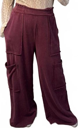 HYFVE Womens Oversized Utility Sweatpants In Dark Cherry
