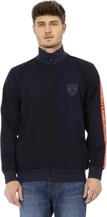 Automobili Lamborghini Blauwe Sweatshirt met Rits en Mouwdetail - Heren - Vesten met rits - Blauw - 2XL - Katoen - Hoodies & sweatvesten