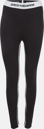 Paco Rabbane Black Jersey Logo Tape Detail Leggings