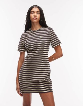 Lacoste Vestito T-shirt corto marrone a righe