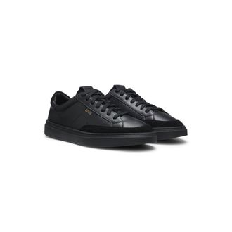 BOSS Leather sneakers with suede trims