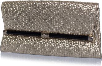 Diane Von F&uuml;rstenberg Pre-owned Womens Von gold woven clutch Leather - One Size