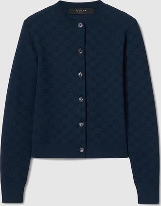 Gucci GG Fine Fabric Jacquard Cardigan, Blue, Ready-to-wear